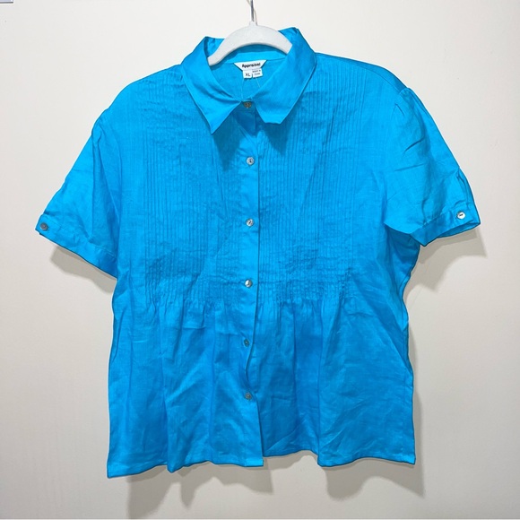 New Appraisal blue button down top - Picture 1 of 7